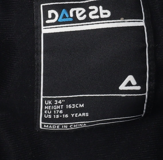 Dare2b Teens Black Jacket 34 Inch Zipped Pockets