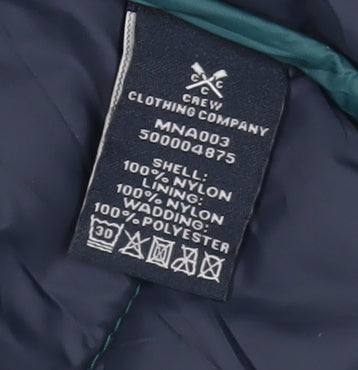 Crew Clothing Men's Green XL Puffer Waistcoat Zip