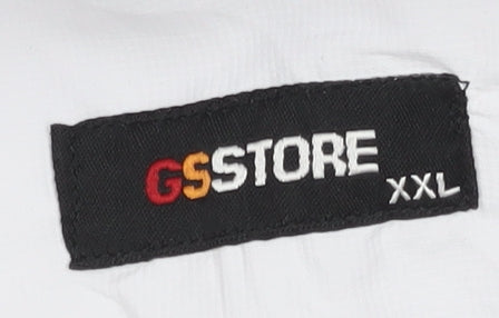 Close-up detail of GSSTORE unisex white track jacket 2xl full zip