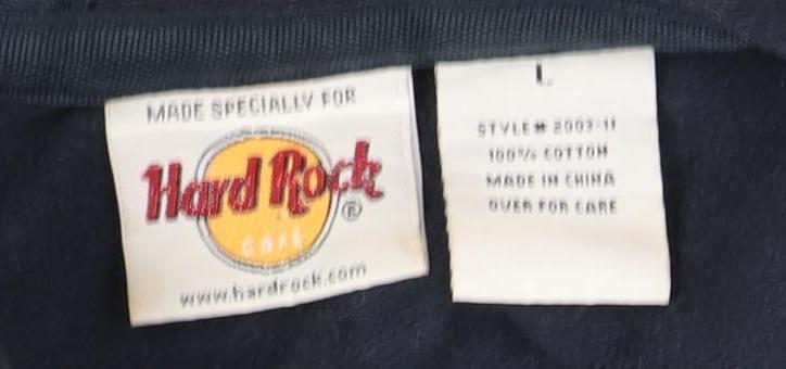 Hard Rock Cafe Blue Logo Zip Hoodie Unisex Adults L
