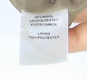 Brand and care label for Honor Millburn Women's Beige Wool Mid-Length Coat