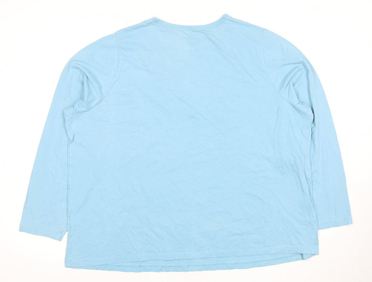 Lands' End Women's Blue Cotton 2XL Long Sleeve T-Shirt