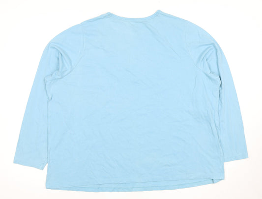 Lands' End Women's Blue Cotton 2XL Long Sleeve T-Shirt