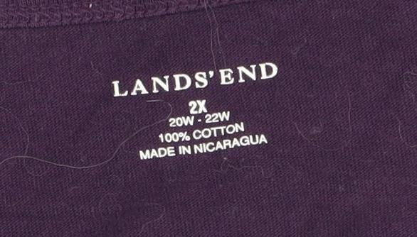 Lands End Women's Purple V-Neck Cotton T-Shirt 2XS