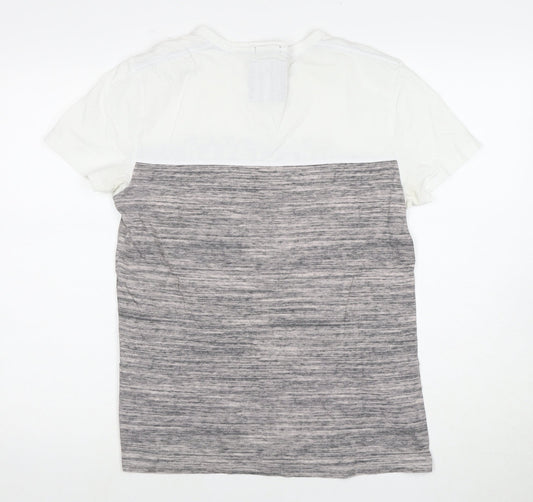 Hollister Men's S White Grey Cotton T-Shirt with Logo