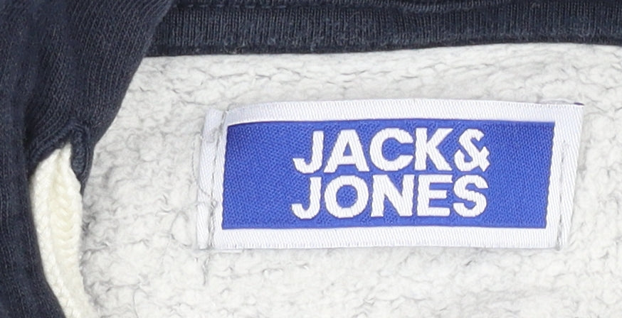 Additional view of Jack & Jones boys’ grey blue pullover logo hoodie, size 24