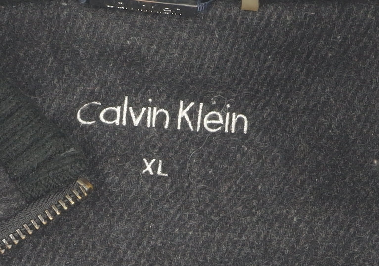 Calvin Klein Men's Black XL Wool Jacket, Zipped Pockets