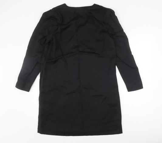 Massimo Dutti Women's Black Sheath Dress Size 14