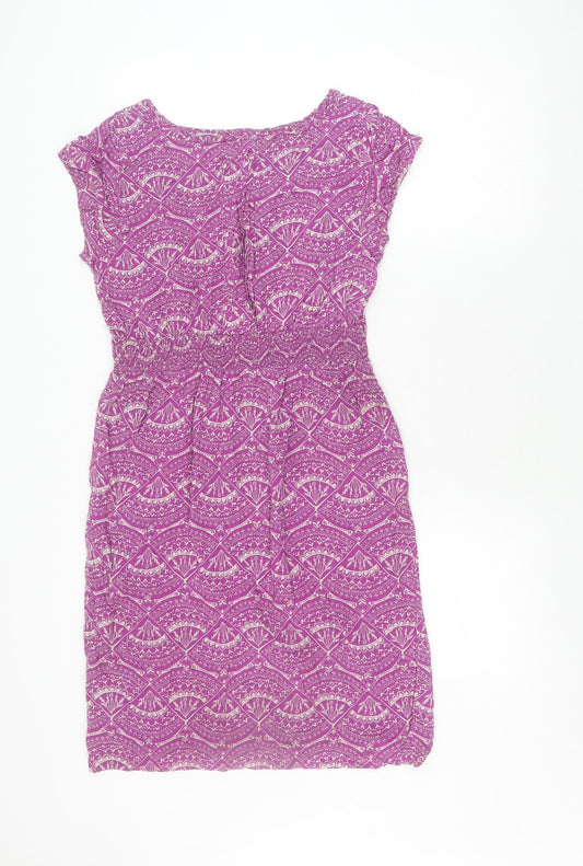 White Stuff Women's Purple Geometric Shift Dress Size 10