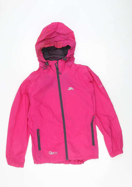 Trespass Women's Pink Waterproof Hooded Rain Jacket 2XS