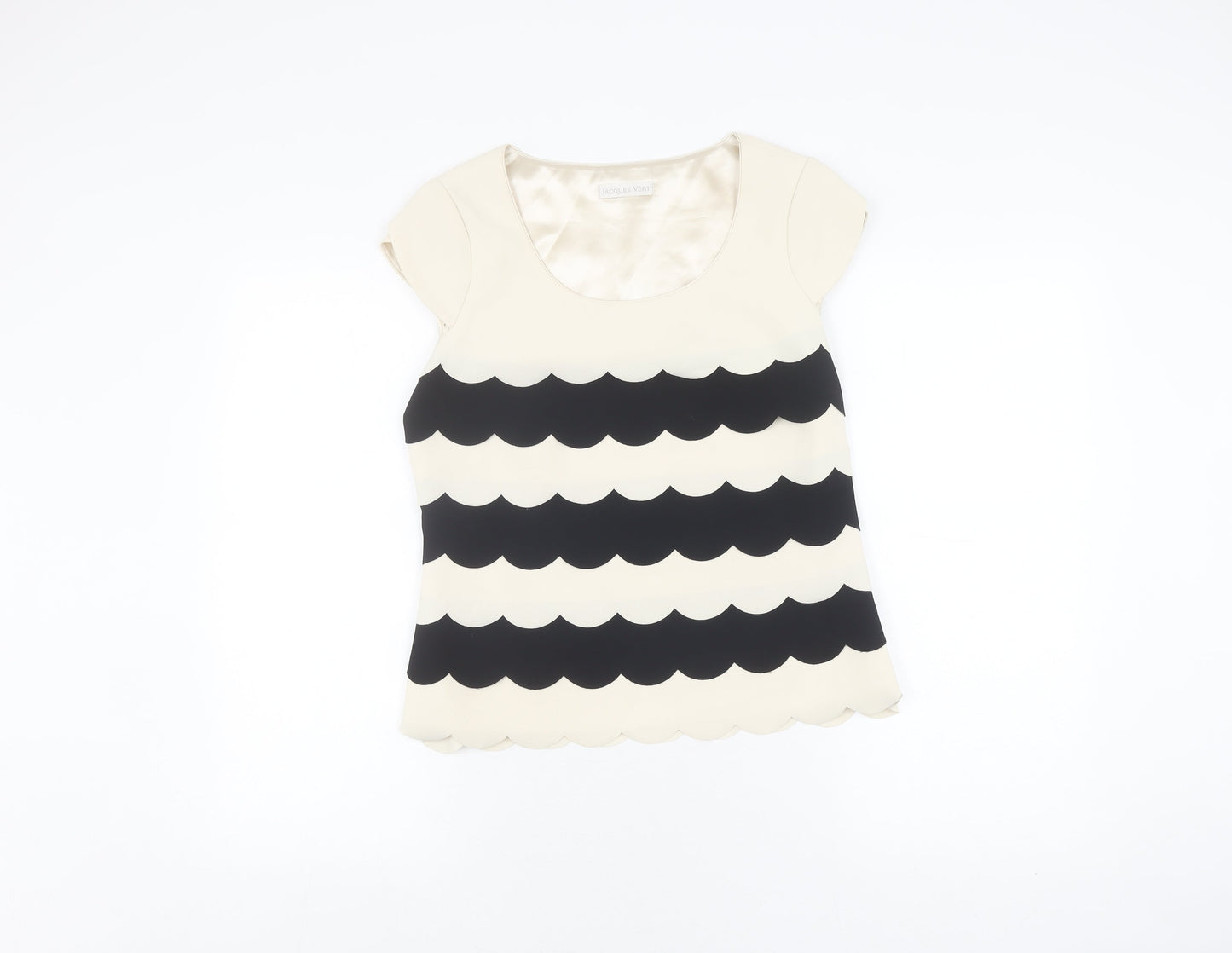 Jacques Vert Women's Beige Black Top Size 8