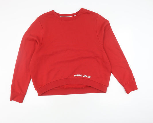 Tommy Jeans Women's Red Pullover Sweatshirt L