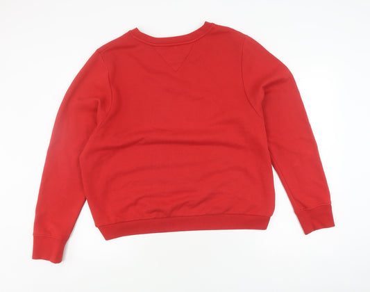 Tommy Jeans Women's Red Pullover Sweatshirt L