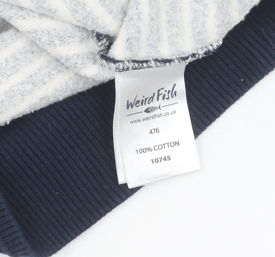 Weird Fish Women's Blue Striped Hoodie Size 8