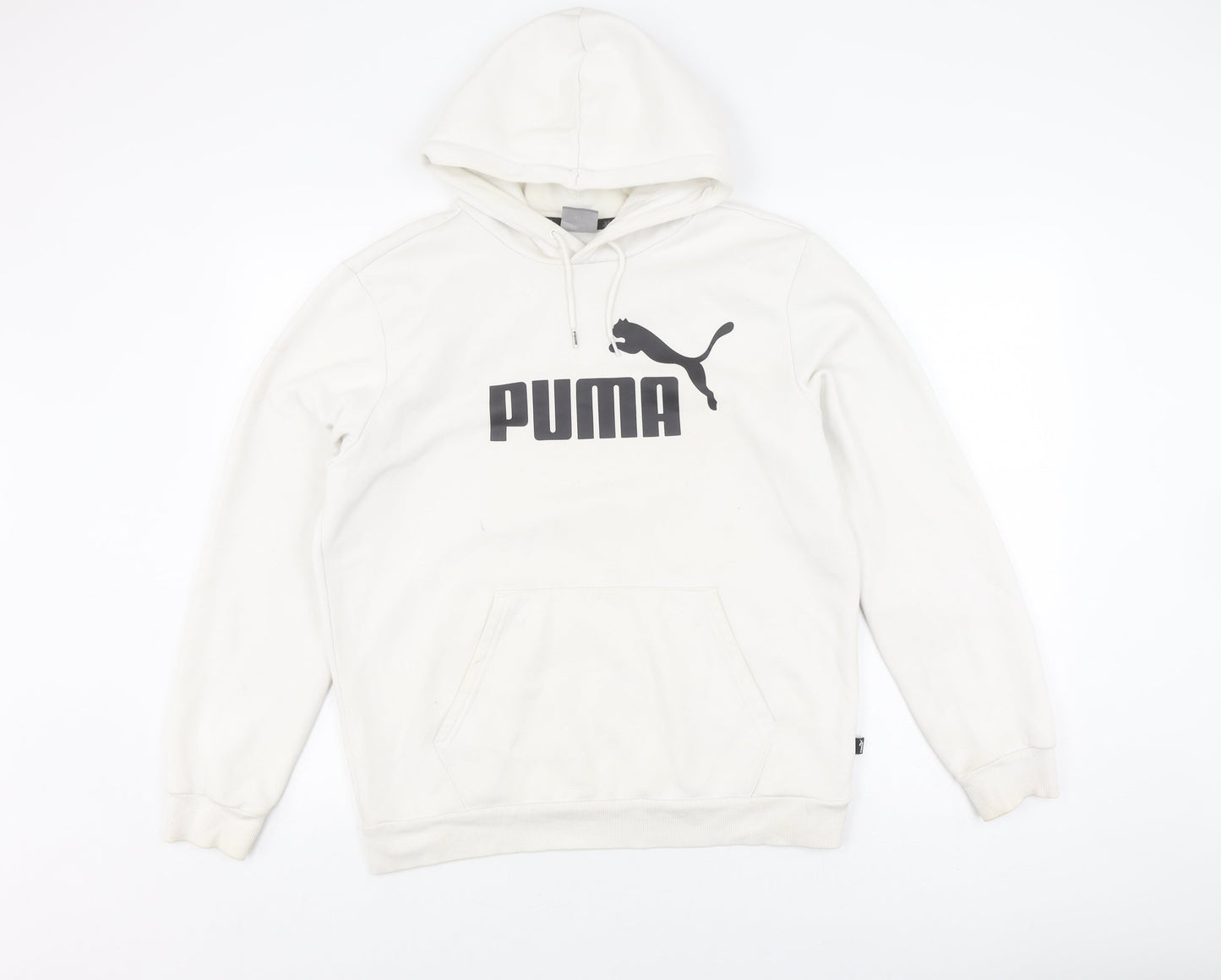 Puma Men's White Pullover Hoodie M Logo Graphic