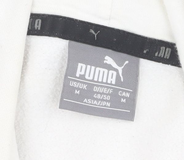 Puma Men's White Pullover Hoodie M Logo Graphic