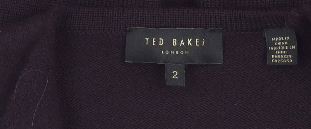 Ted Baker Women's Purple Wool Cardigan Size 6
