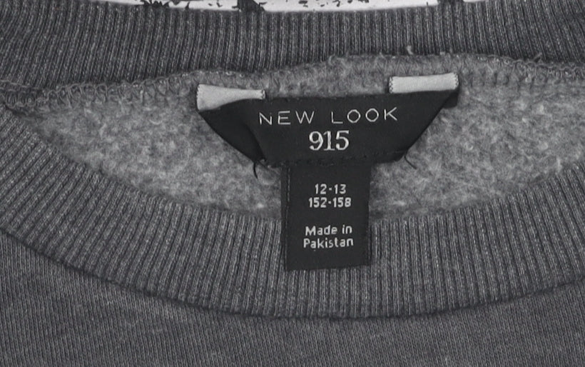 Additional view of New Look girls’ grey pullover sweatshirt 12-13y graphic print