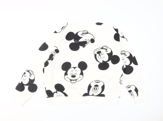 Disney Women's White Mickey Pullover Sweatshirt M