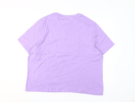 Tommy Jeans Women's Purple 2XL T-Shirt, Short Sleeve, Cotton
