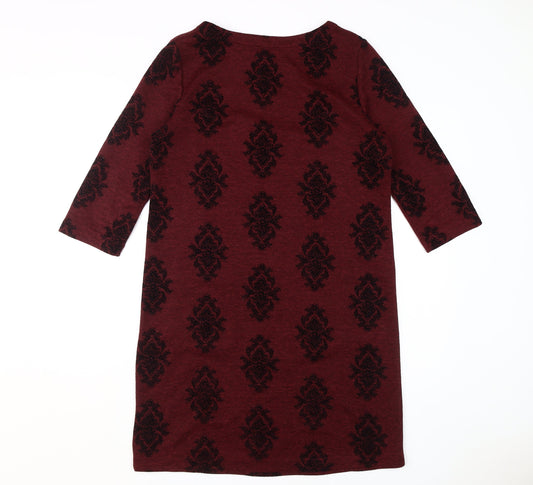 White Stuff Women's Red Geometric Shift Dress Size 14