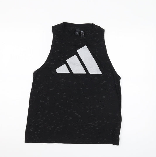 Unisex Adultss UK Size S adidas Black Polyester Blend Tank