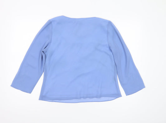 Womens UK Size 12 Jacques Vert Blue Polyester Blouse