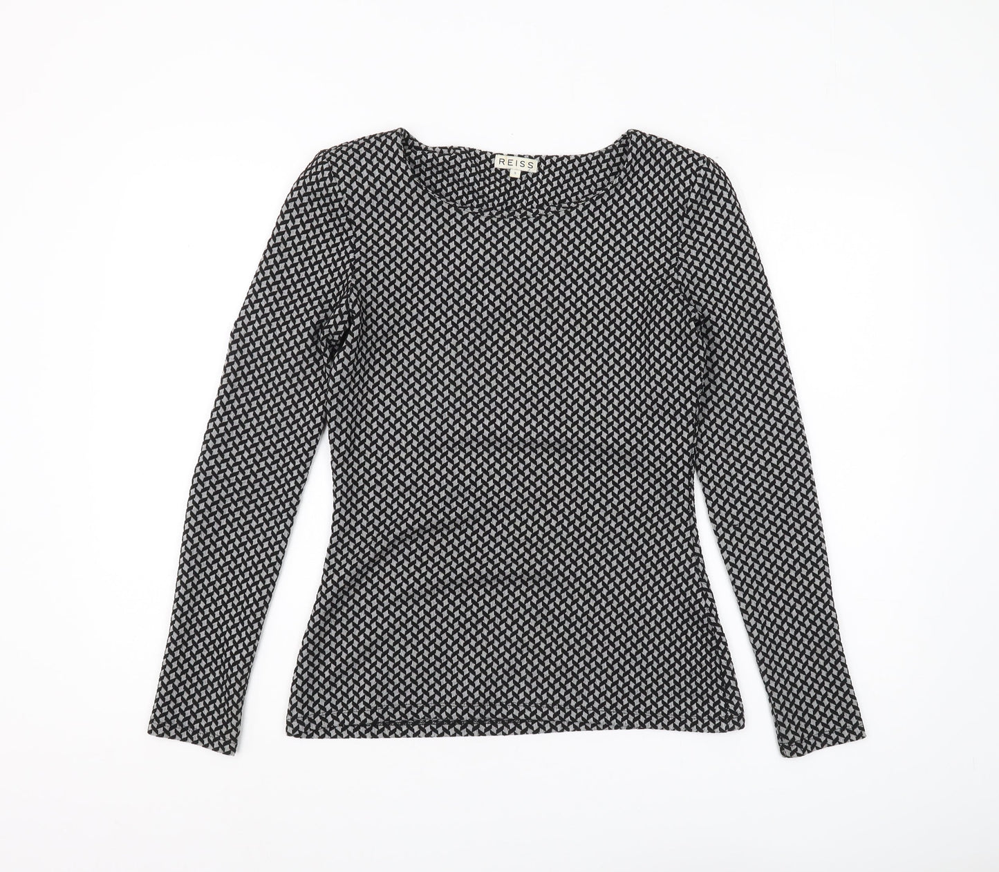 Reiss Women's Black Geometric Knit Top - Size S