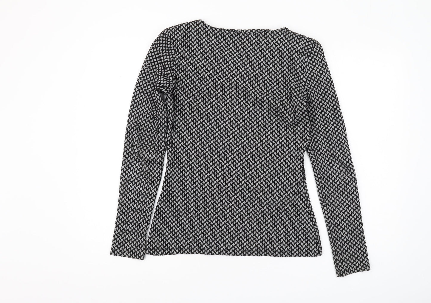 Reiss Women's Black Geometric Knit Top - Size S