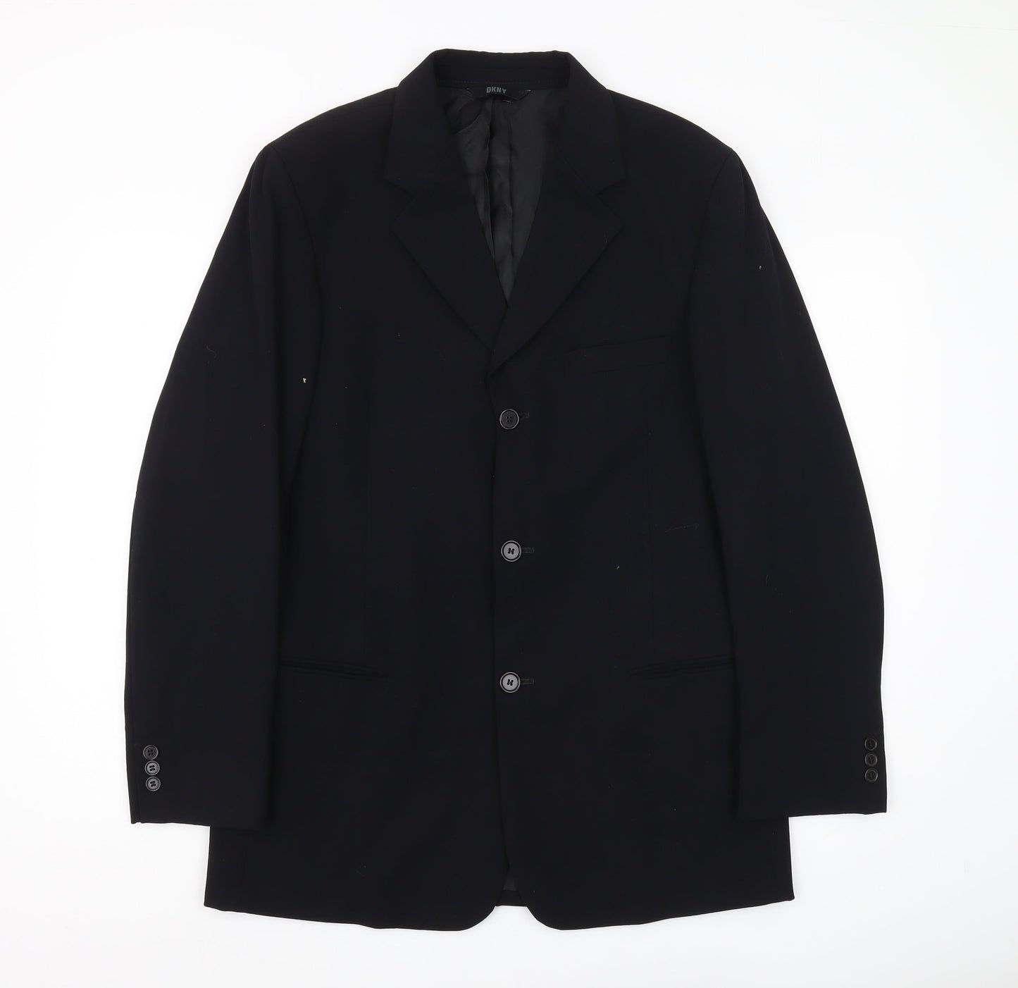 DKNY Men's Black Wool Blazer 40R - Classic Business Jacket