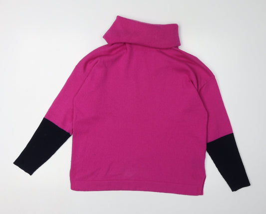 Jaeger Women’s Pink Roll Neck Wool Cashmere Pullover S