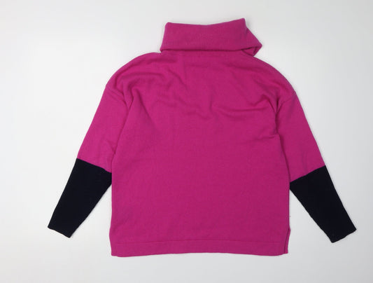 Jaeger Women’s Pink Roll Neck Wool Cashmere Pullover S