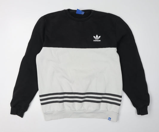 Unisex Adults UK M Regular adidas Black Pullover Sweatshirt