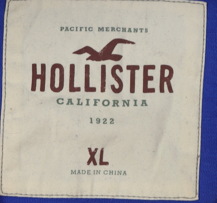 Hollister Men's Blue XL Full Zip Hoodie with Logo