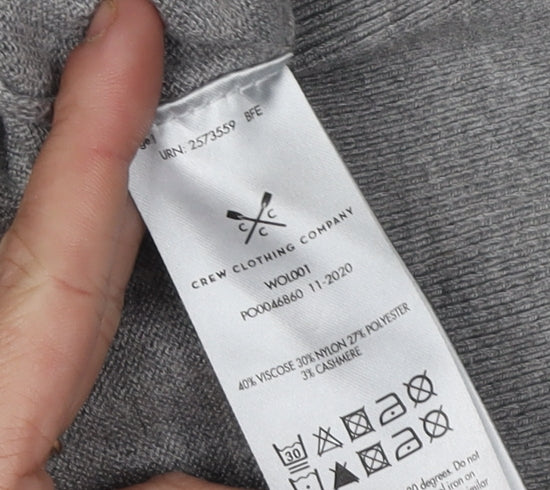 Brand and care label for Crew Clothing Men's Grey Hooded jumper S