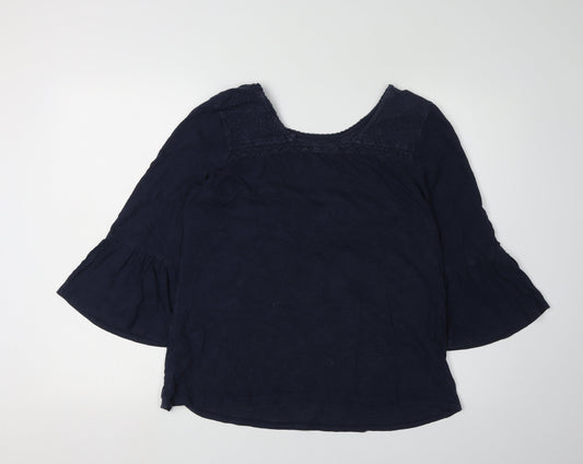 Fat Face Women's Blue Tunic Blouse, Size M, Flared Sleeves