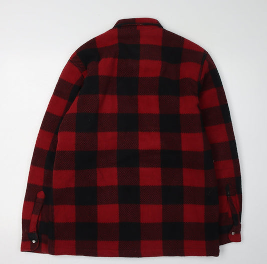 Champion Men's Red Black Checked Fleece Jacket S