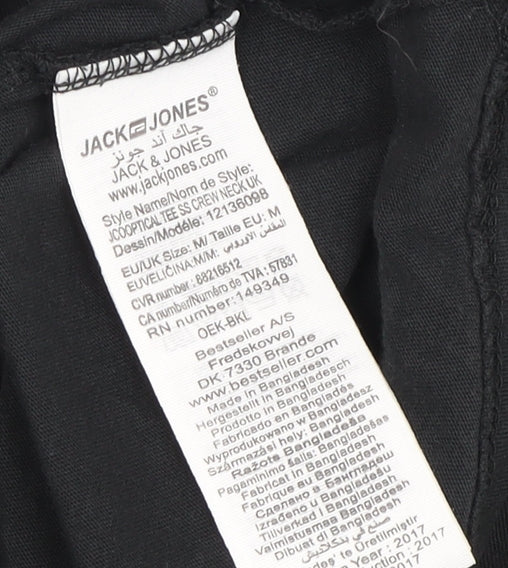 Jack & Jones Men's Black Crew Neck T-Shirt M