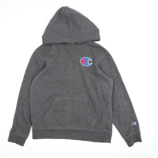 Champion Unisex Grey Hoodie L Pullover Logo Casual