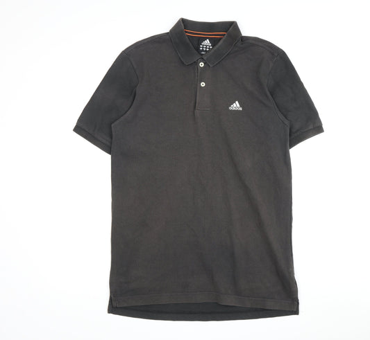 Adidas Men's Black Polo Shirt Size M Cotton