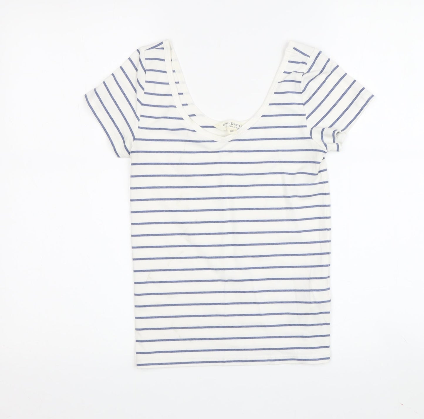 Ralph Lauren Women's XS White Striped Scoop Neck T-Shirt