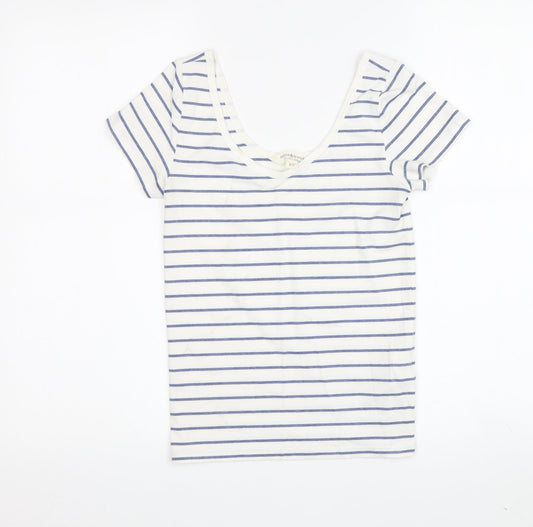Ralph Lauren Women's XS White Striped Scoop Neck T-Shirt