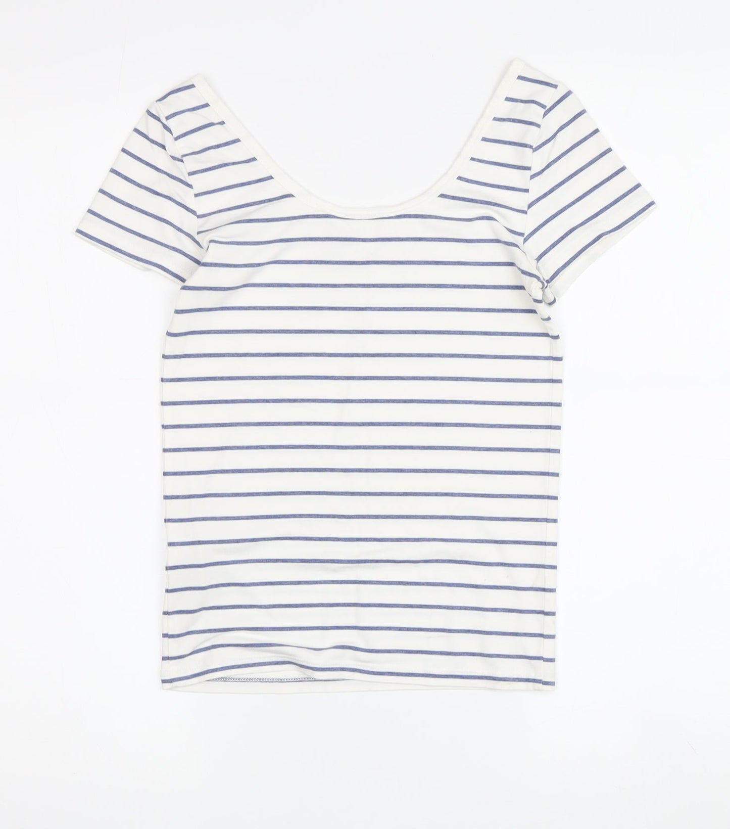 Ralph Lauren Women's XS White Striped Scoop Neck T-Shirt