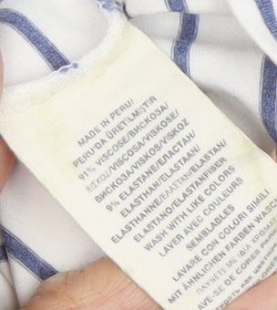 Ralph Lauren Women's XS White Striped Scoop Neck T-Shirt