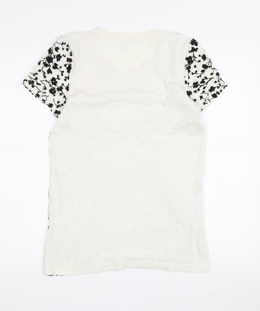 J.Crew Women's Floral T-Shirt, Black/White, Size M