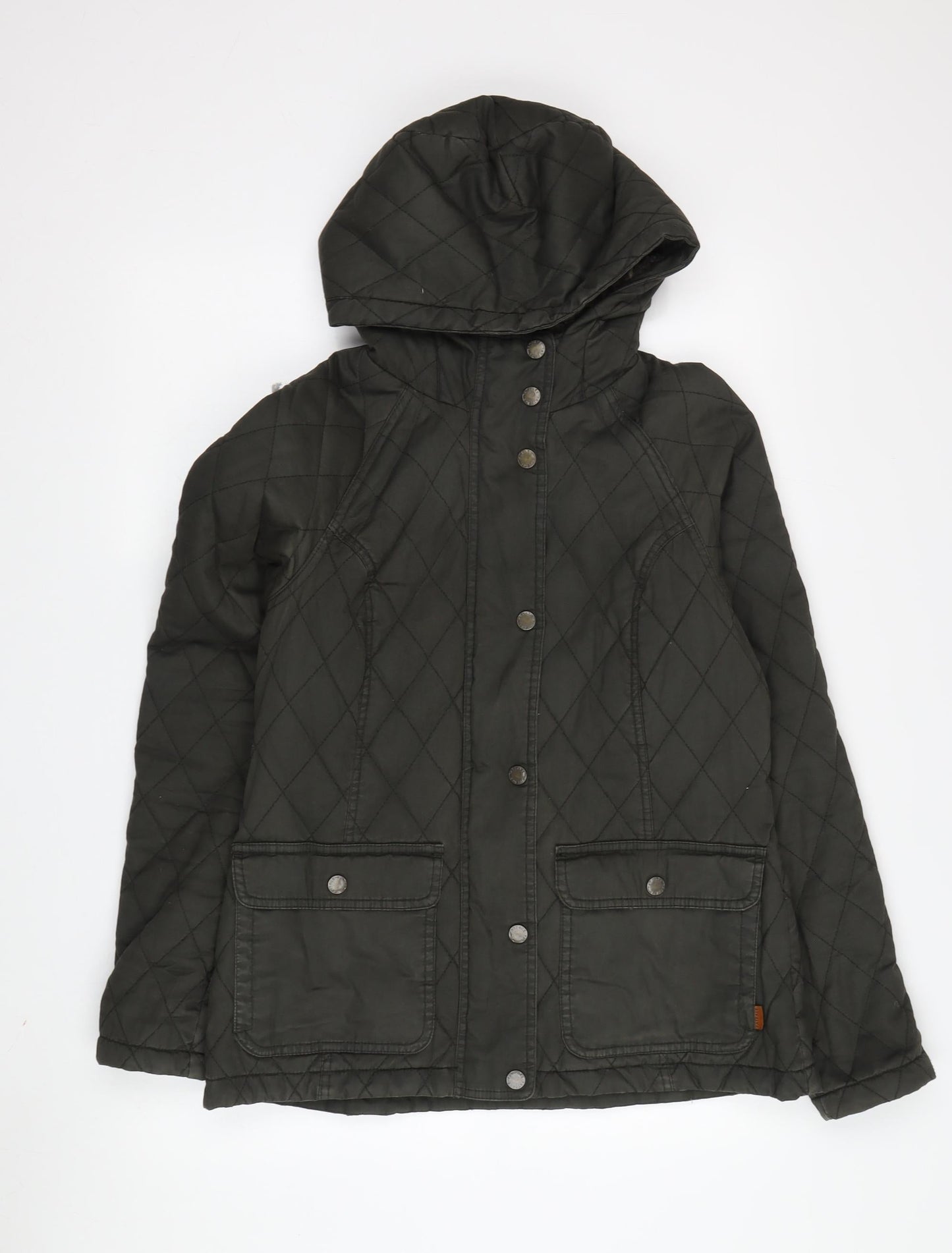 FatFace Quilted Hooded Jacket, Green, Size 10 - Women's