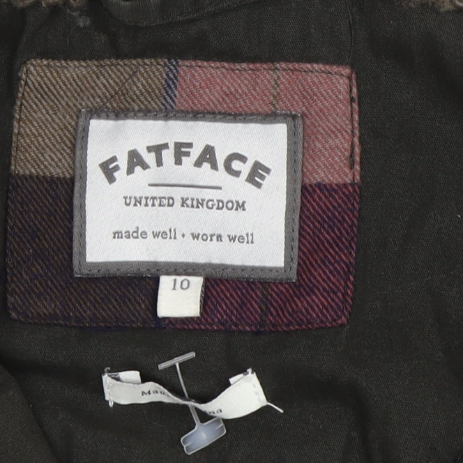 FatFace Quilted Hooded Jacket, Green, Size 10 - Women's