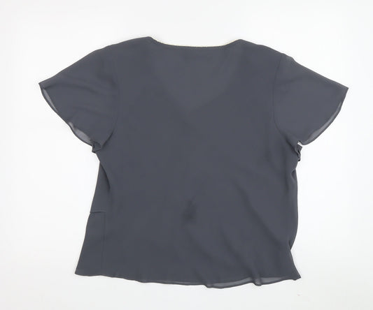 Womens UK Size 12 Jacques Vert Grey Polyester Blouse