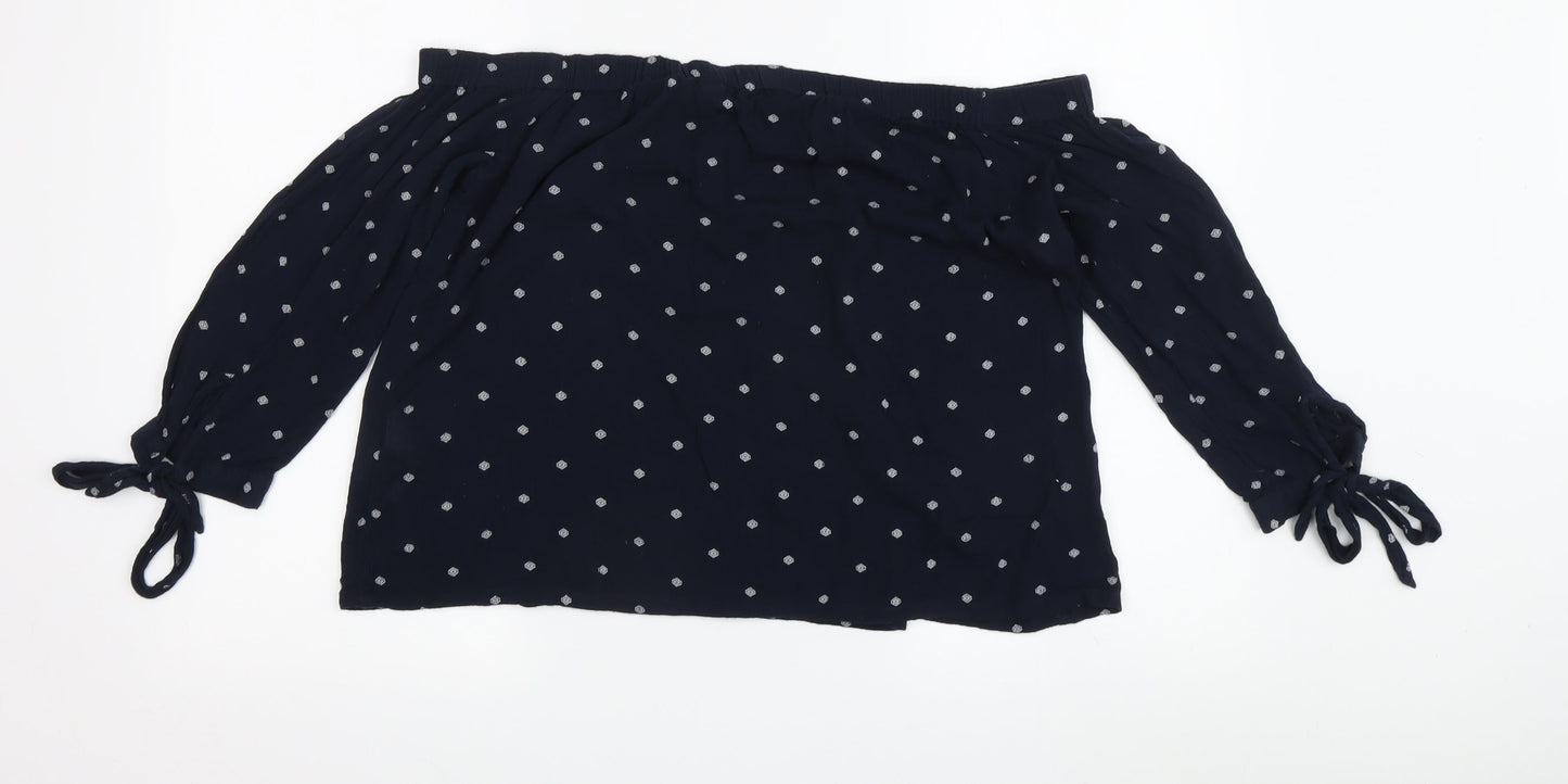 Superdry Women's Blue Off the Shoulder Blouse S