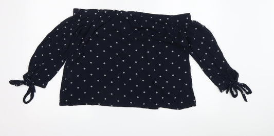 Superdry Women's Blue Off the Shoulder Blouse S